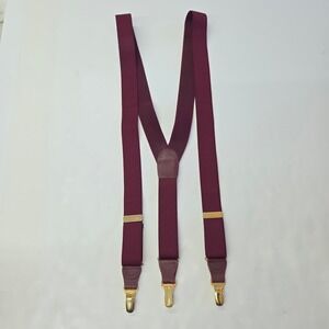 CAS Germany Suspenders Men One Size Burgundy Y-Back Gold Hardware Vintage Braces